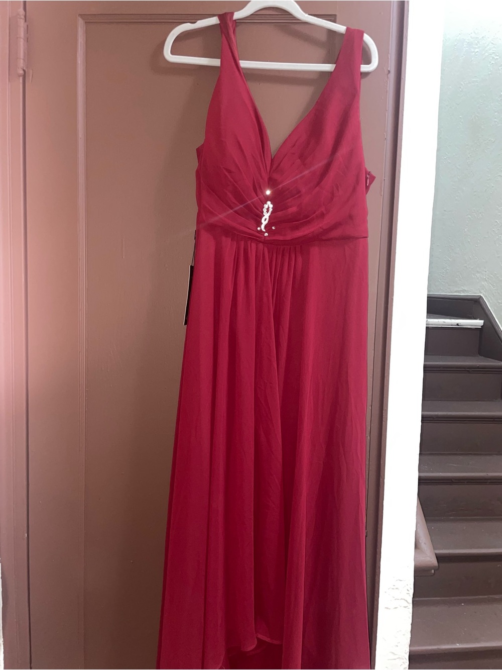 Ever-pretty Elegant V-Neck Red Chiffon Evening Dress NWT